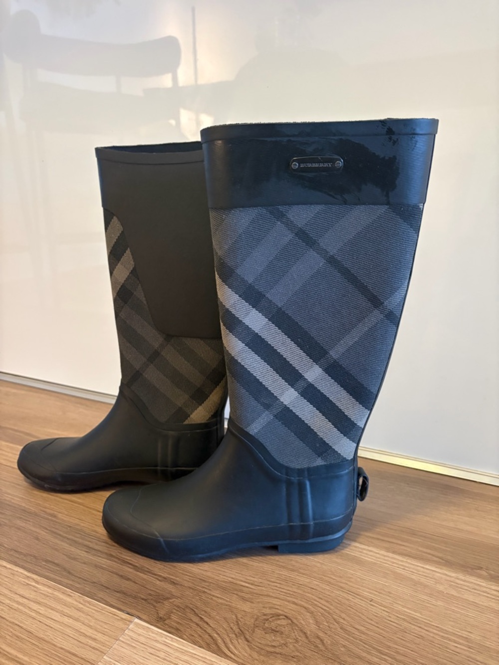 Burberry Black Plaid Tall Rain Boots - Picture 4 of 4